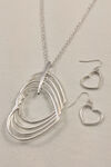 Heart Necklace and Earrings Set, Silver, original image number 0